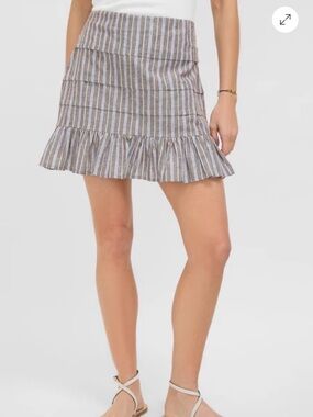 Tuckernuck Doce Stripe Linen Ruffle Amira Mini Skirt
